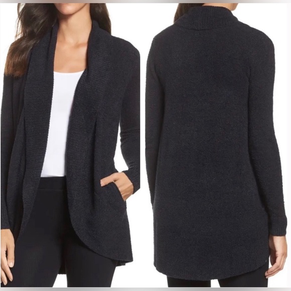 Barefoot Dreams black cozy chic circle cardigan size Medium - Picture 2 of 8